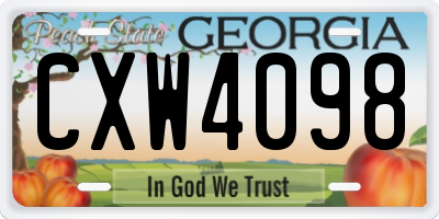 GA license plate CXW4098