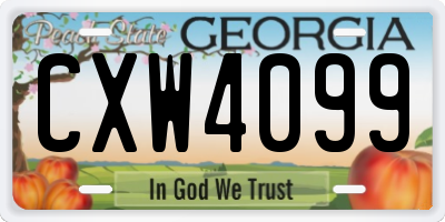 GA license plate CXW4099