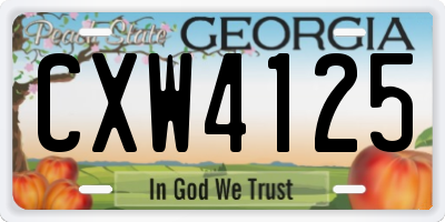 GA license plate CXW4125