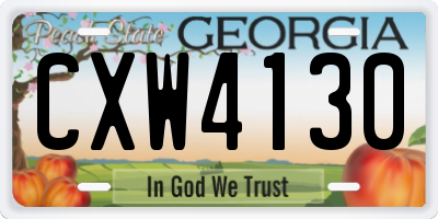 GA license plate CXW4130