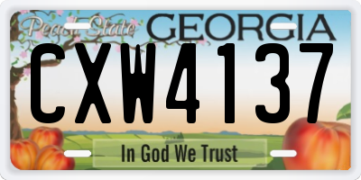 GA license plate CXW4137