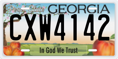 GA license plate CXW4142