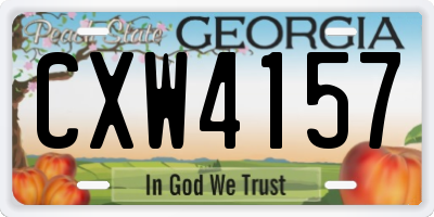 GA license plate CXW4157