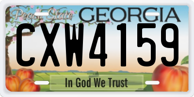 GA license plate CXW4159