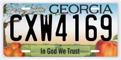 GA license plate CXW4169