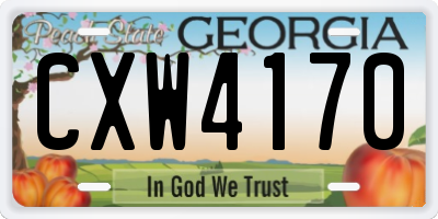 GA license plate CXW4170