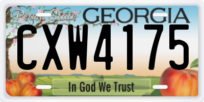 GA license plate CXW4175