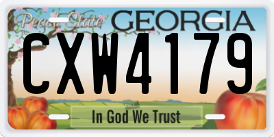 GA license plate CXW4179