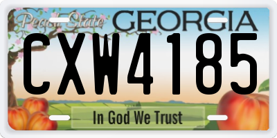 GA license plate CXW4185