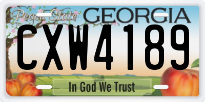 GA license plate CXW4189