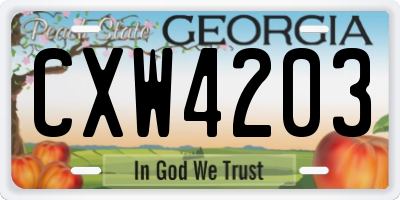 GA license plate CXW4203