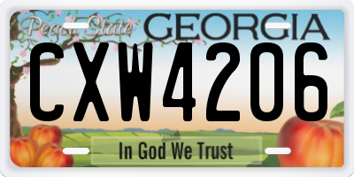 GA license plate CXW4206