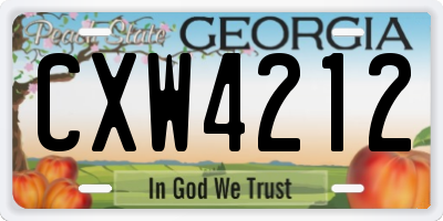 GA license plate CXW4212
