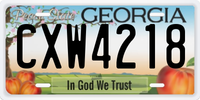 GA license plate CXW4218