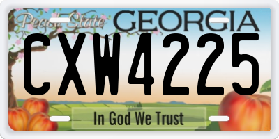 GA license plate CXW4225