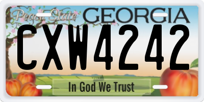 GA license plate CXW4242