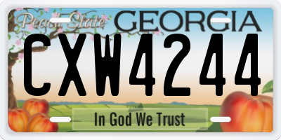 GA license plate CXW4244
