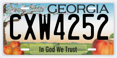GA license plate CXW4252