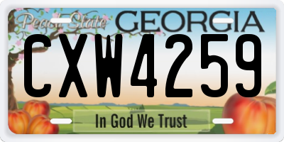 GA license plate CXW4259