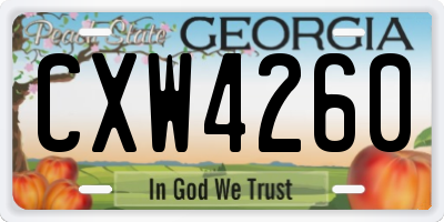 GA license plate CXW4260