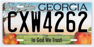 GA license plate CXW4262
