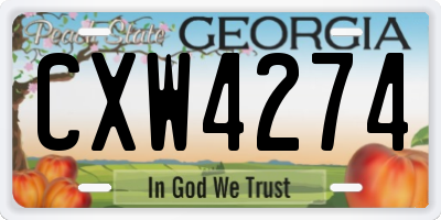 GA license plate CXW4274