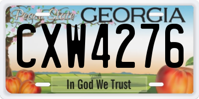 GA license plate CXW4276