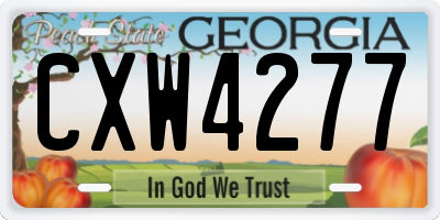 GA license plate CXW4277