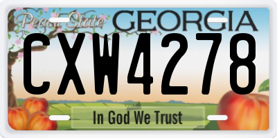 GA license plate CXW4278