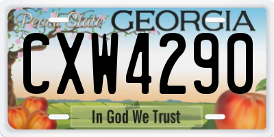 GA license plate CXW4290