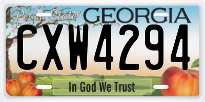GA license plate CXW4294