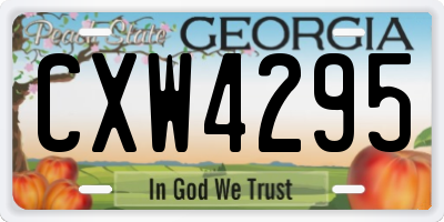 GA license plate CXW4295
