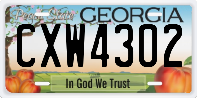 GA license plate CXW4302