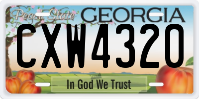 GA license plate CXW4320