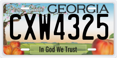 GA license plate CXW4325