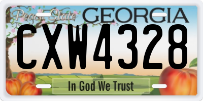 GA license plate CXW4328