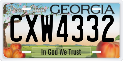 GA license plate CXW4332
