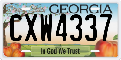 GA license plate CXW4337