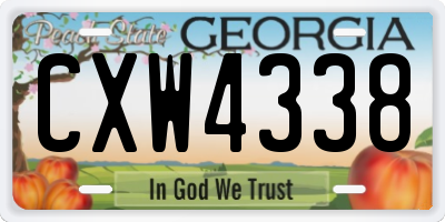 GA license plate CXW4338