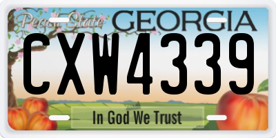 GA license plate CXW4339