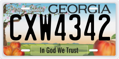 GA license plate CXW4342