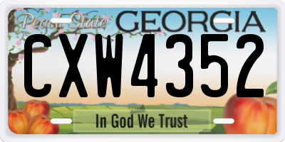 GA license plate CXW4352
