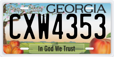 GA license plate CXW4353