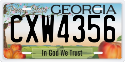 GA license plate CXW4356