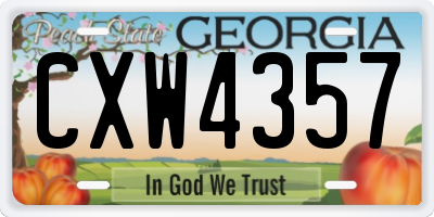 GA license plate CXW4357