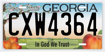 GA license plate CXW4364