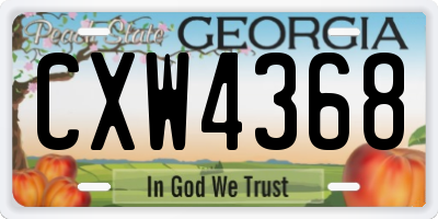 GA license plate CXW4368