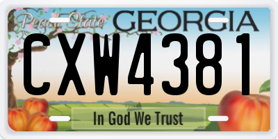 GA license plate CXW4381
