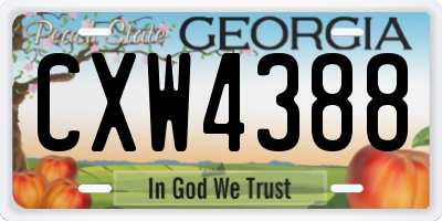 GA license plate CXW4388