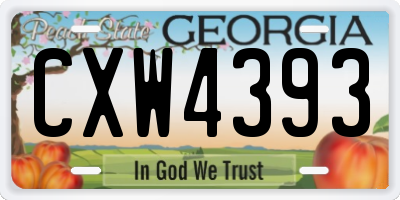 GA license plate CXW4393